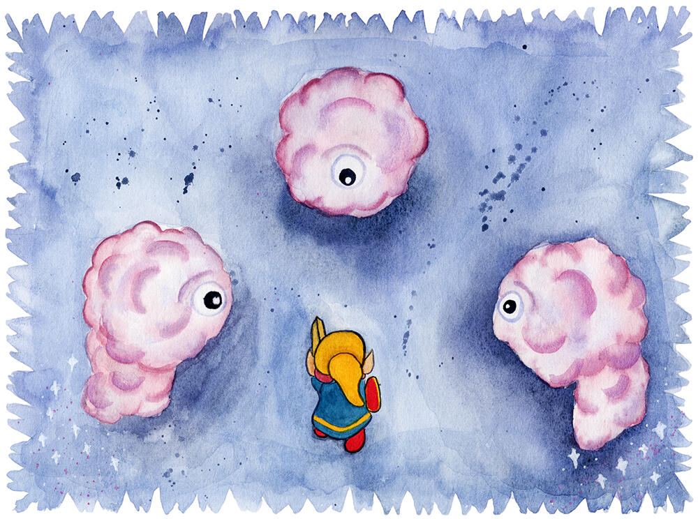Link vs. Kholdstare watercolor