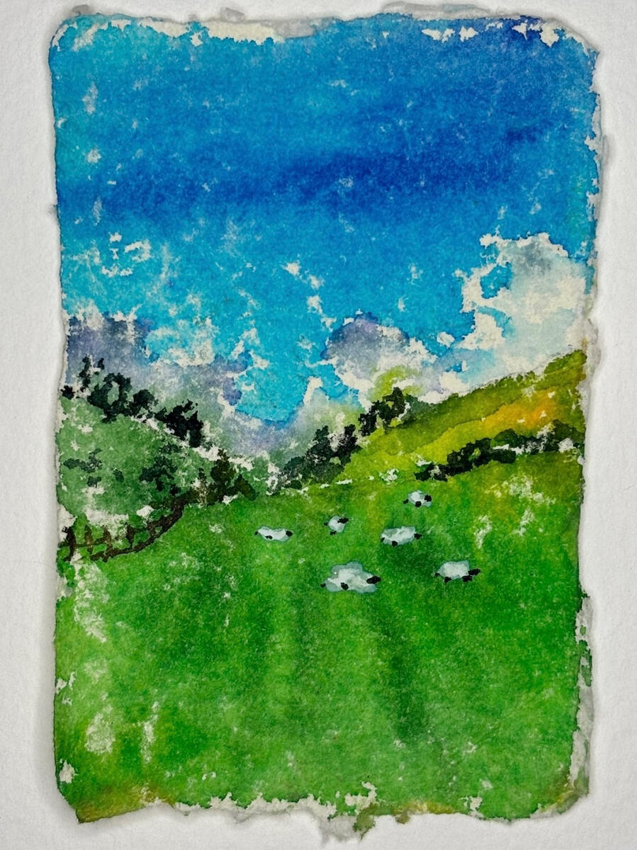 Sheep in the Trossachs watercolor