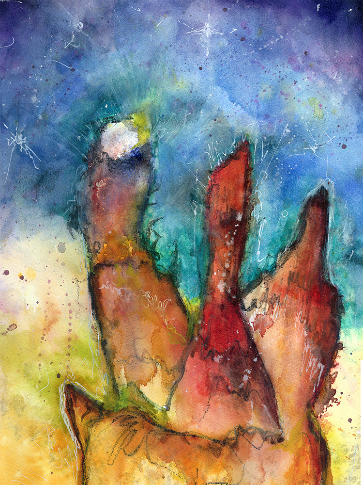 Pillars of Creation watercolor and ink
