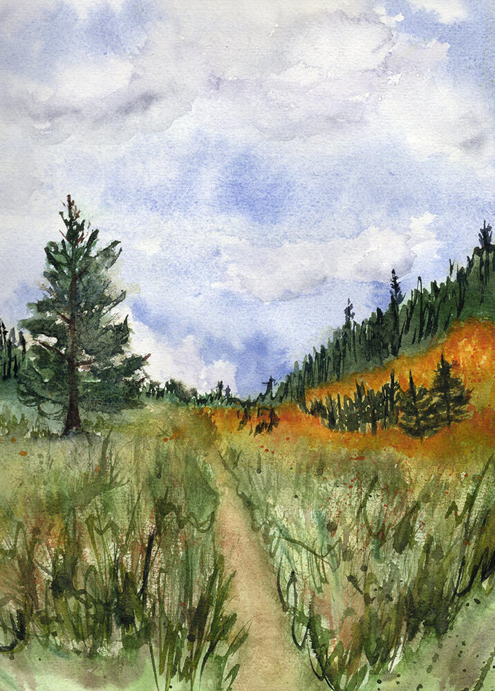 A Distant Trail watercolor